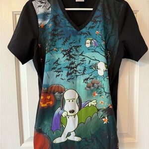 Peanuts Snoopy Halloween Scrub Top